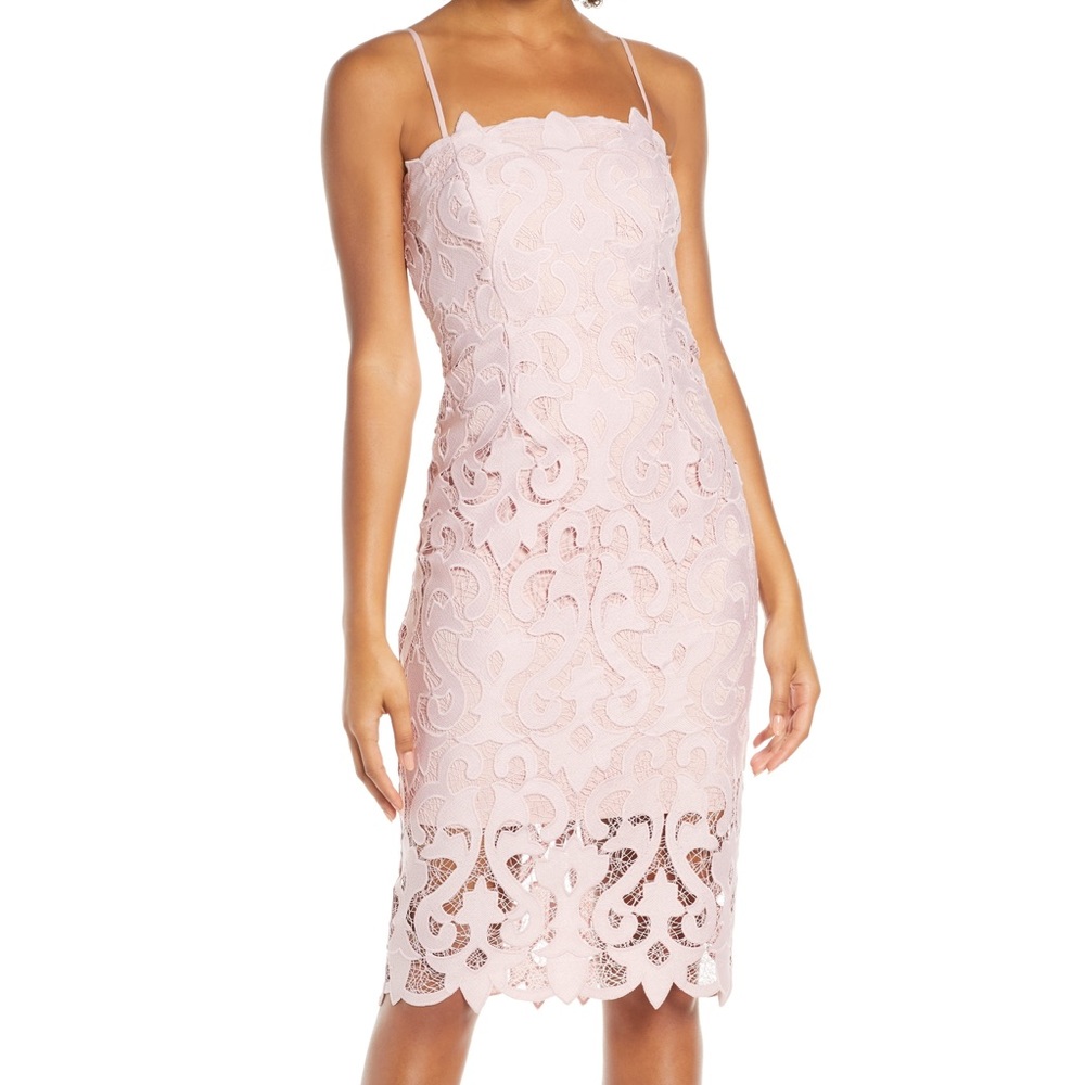 Bardot | Pink Lina Lace Cocktail Straight Dress